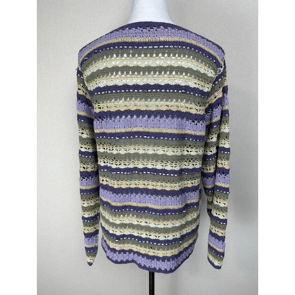 Robert Scott Women’s Sz M Hand Knitted Sweater Lavender Silk Linen Cotton Blend - Picture 6 of 13